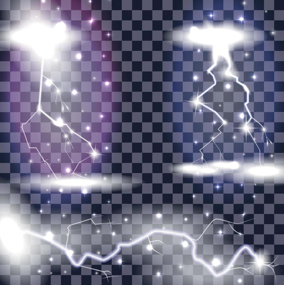 Beautiful Naturalistic Lightning with Transparency. Vector Illustration.