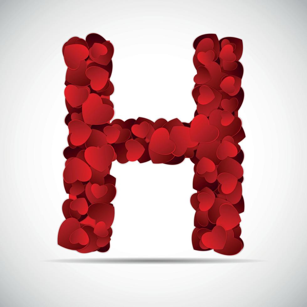Valentine Day Alphabet of Hearts Vector Illustration