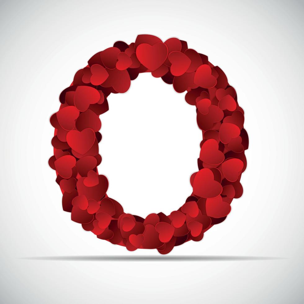 Valentine Day Alphabet of Hearts Vector Illustration