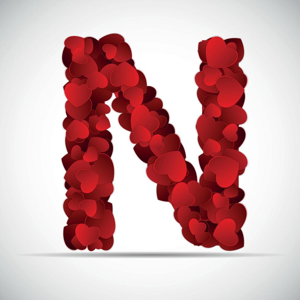 Valentine Day Alphabet of Hearts Vector Illustration