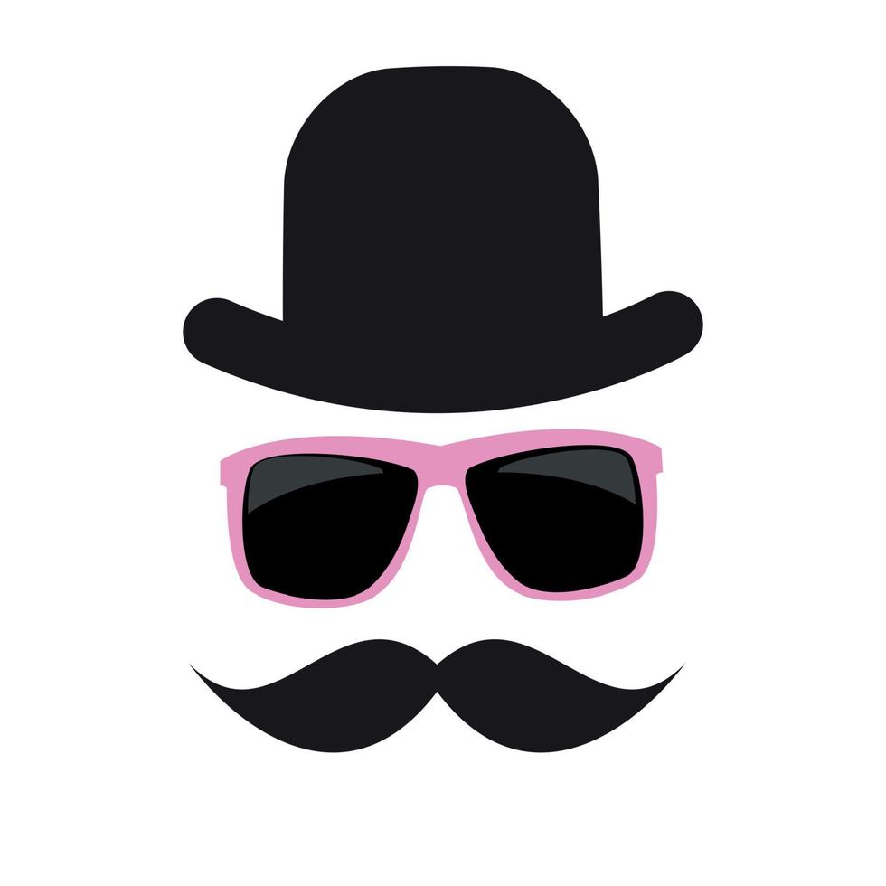 Cute Handdrawn Glasses, Hat and a Mustache Vector Illustration