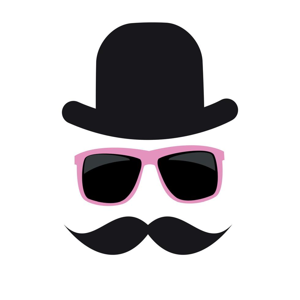 lindas gafas dibujadas a mano, sombrero y una ilustración de vector de bigote