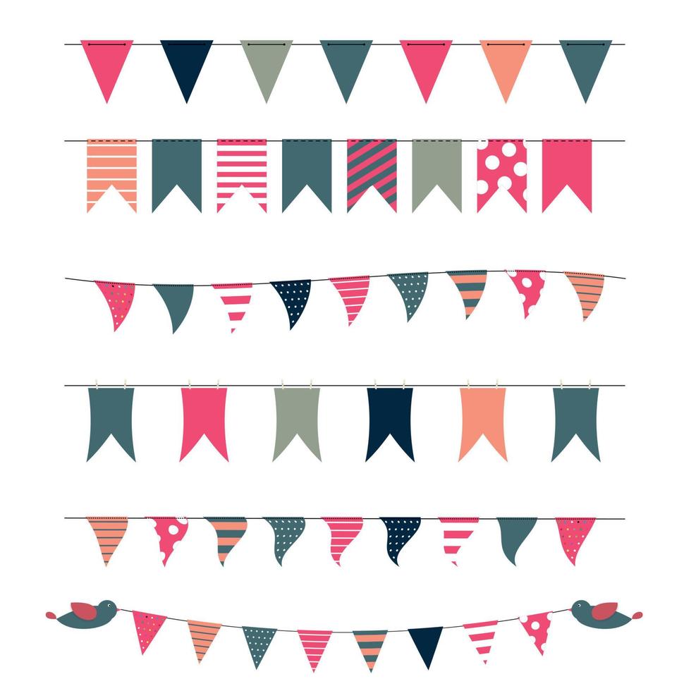 Party Flags Set Vector Illustration