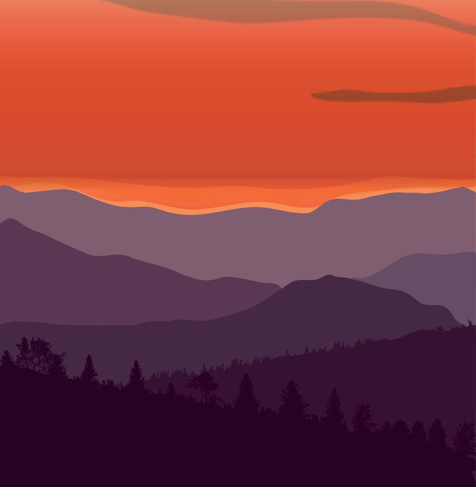 Image Mountains, Landscape, Trees. Abstract Eco Banner. Vector Illustration.
