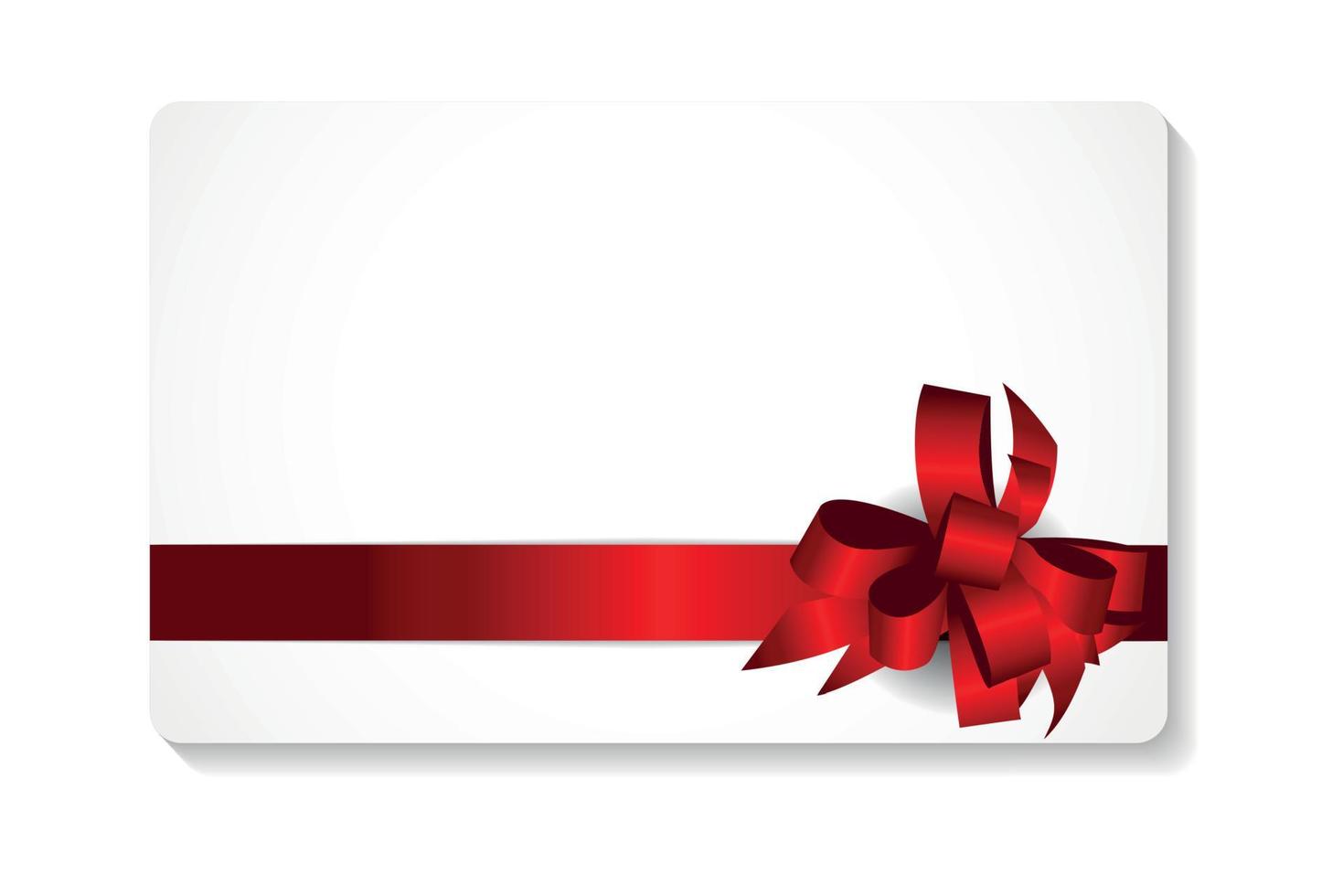 Gift Card with Red Bow and Ribbon Vector Illustration