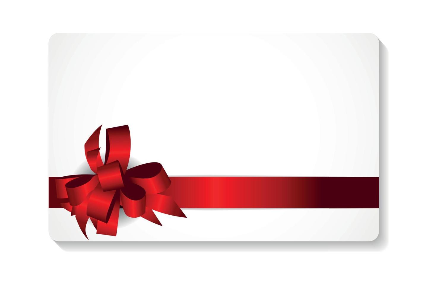 Gift Card with Red Bow and Ribbon Vector Illustration