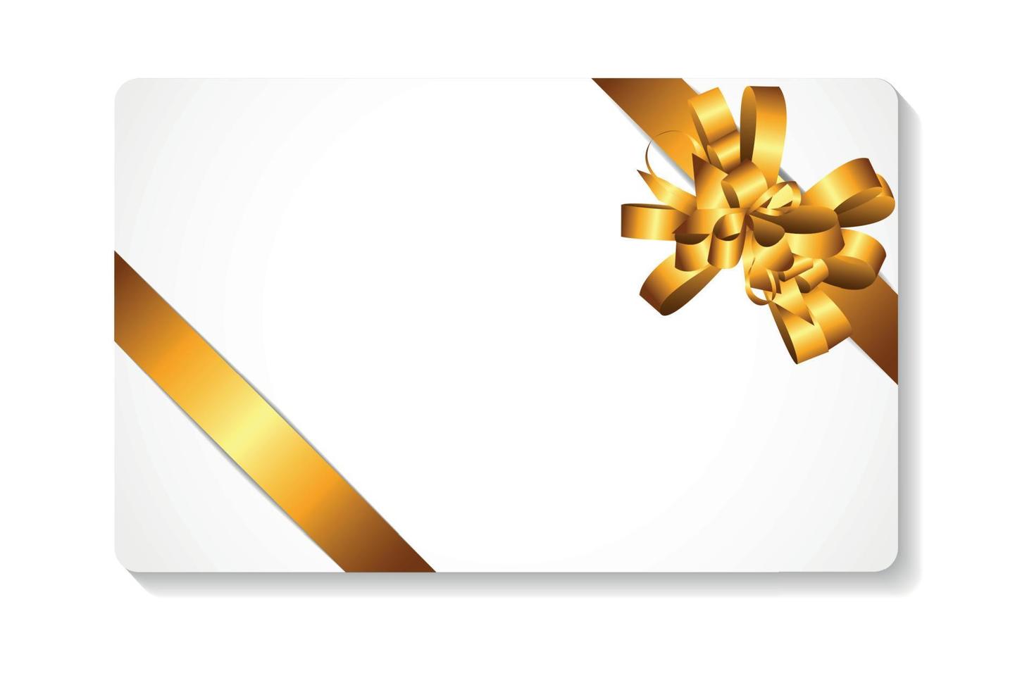 Gift Card with Gold Bow and Ribbon Vector Illustration