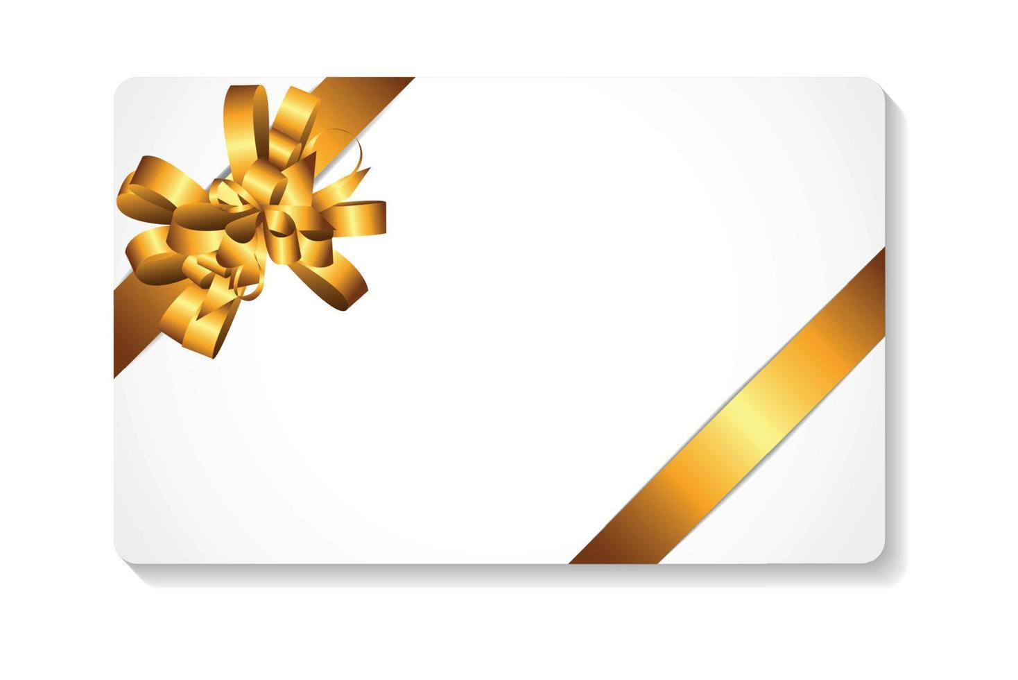 Gift Card with Gold Bow and Ribbon Vector Illustration