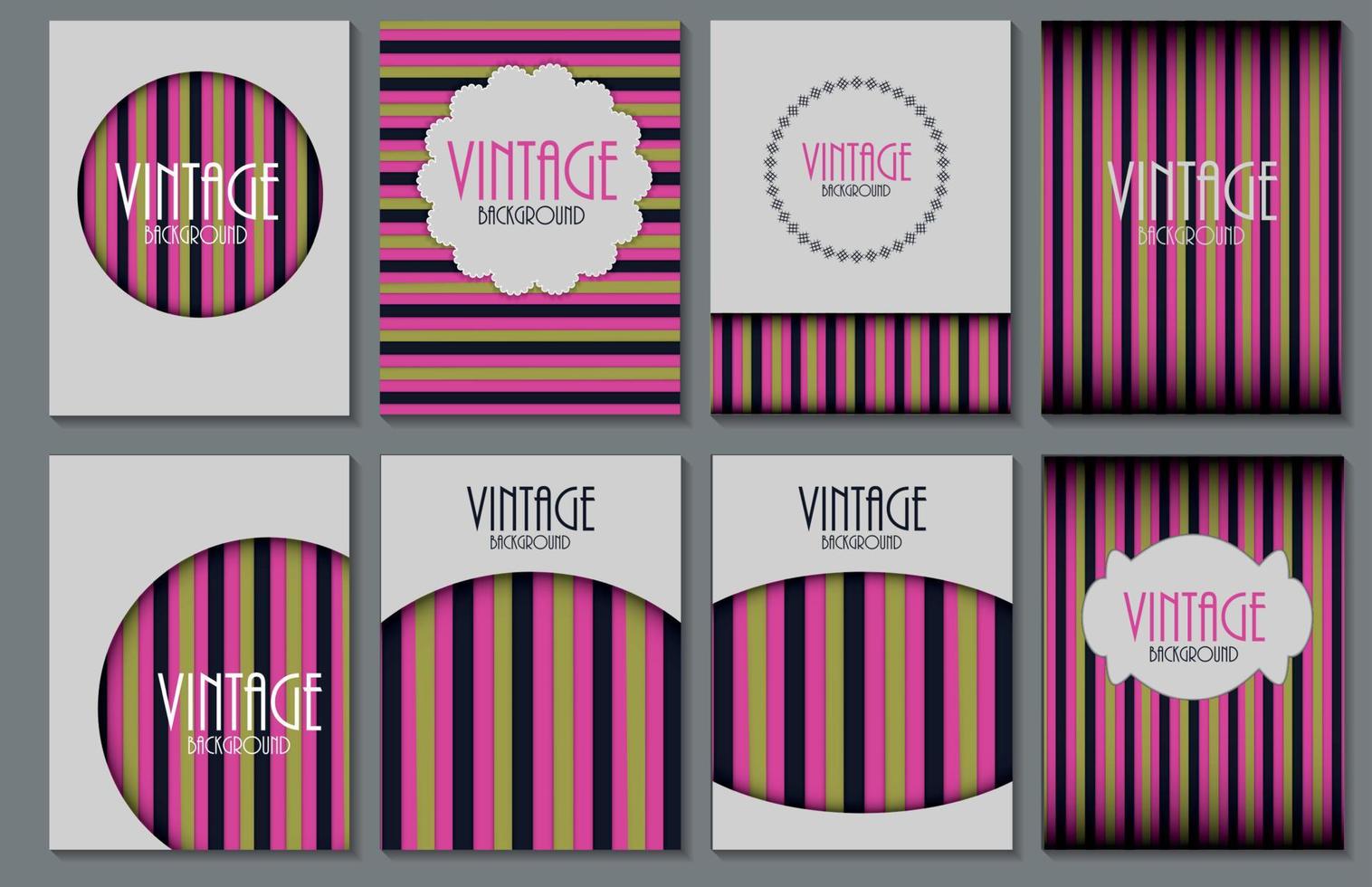 Big Collection Set of Retro Vintage Background Templates Vector Illustration