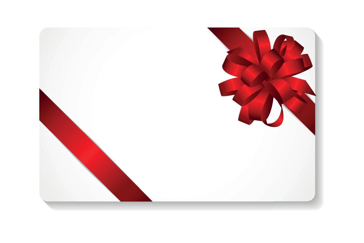 Gift Card with Red Bow and Ribbon Vector Illustration