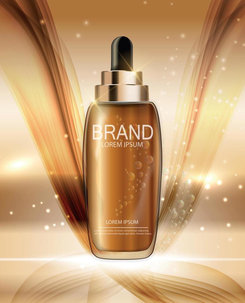Oil Essence Hydrating Concentrate Bottle Template for Ads or Magazine Background. 3D Realistic Vector Iillustration