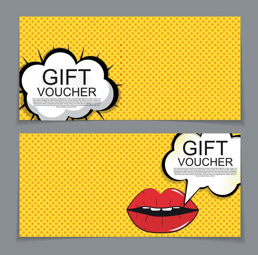 Gift Voucher Template with cartoon Background. Discount Coupon. Vector Illustration.