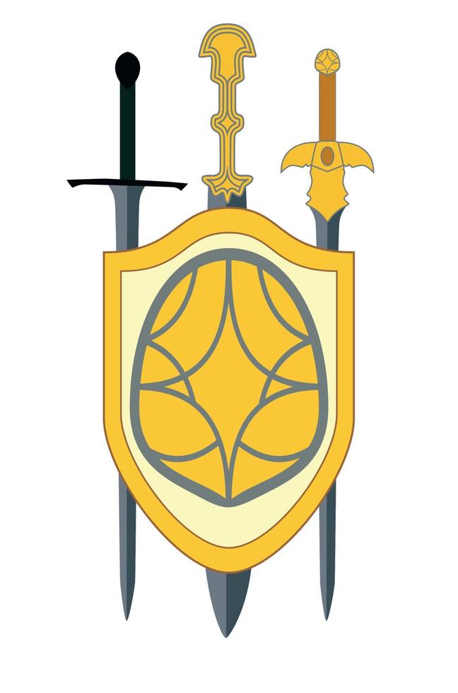 escudo y espadas. ilustración vectorial. vector