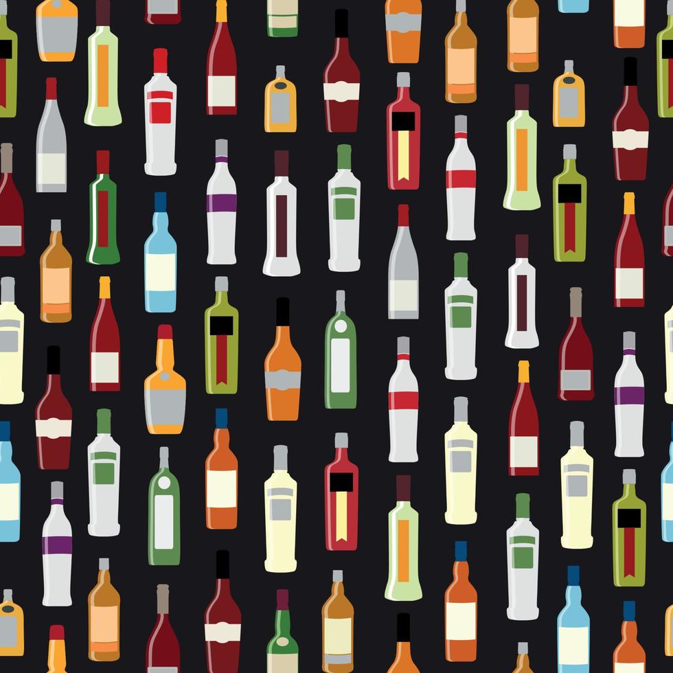 Vector Illustration of Silhouette Alcohol Bottle Seamless Pattern Background