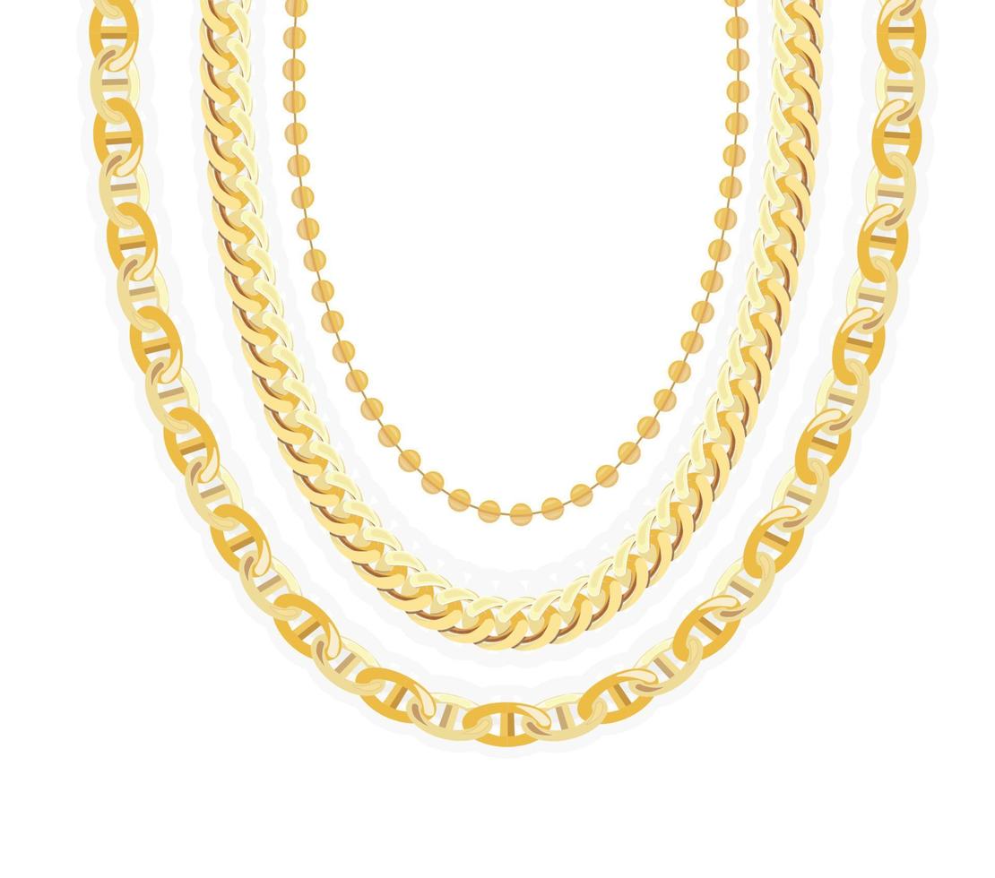 Gold Chain Jewelry. Vector Illustration.