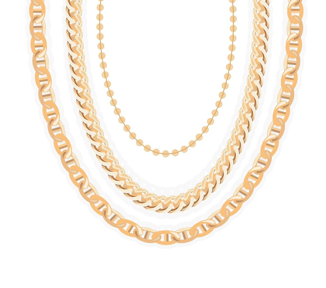 Gold Chain Jewelry. Vector Illustration.