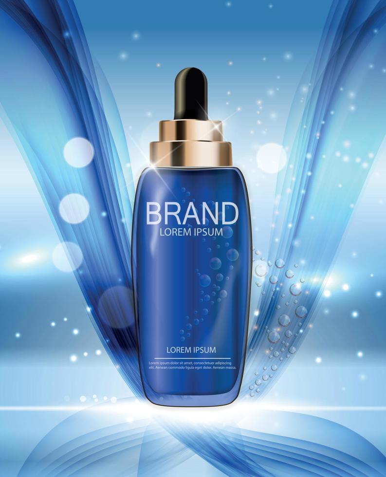 Oil Essence Hydrating Concentrate Bottle Template for Ads or Magazine Background. 3D Realistic Vector Iillustration
