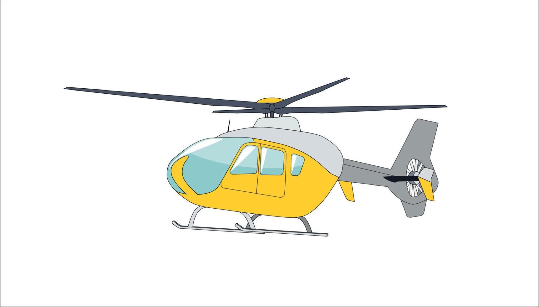 Helicopter in Flight. Vector Illustration.