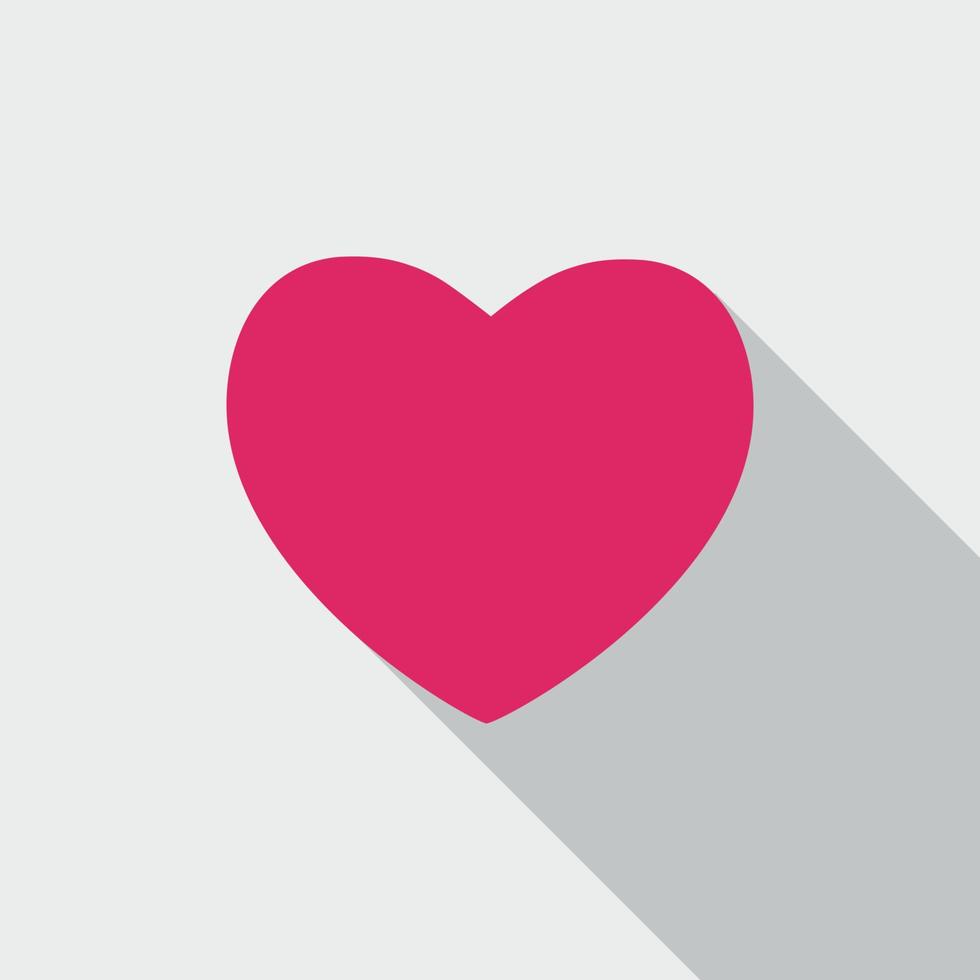 Heart Icon with Long Shadow Vector Illustration