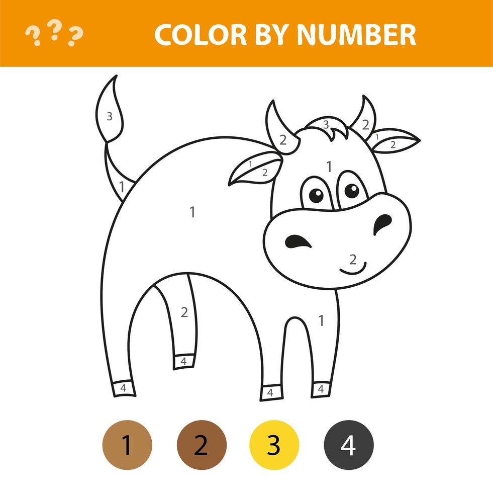 Vector illustration with a cute bull - coloring book 4545553 Vector Art ...