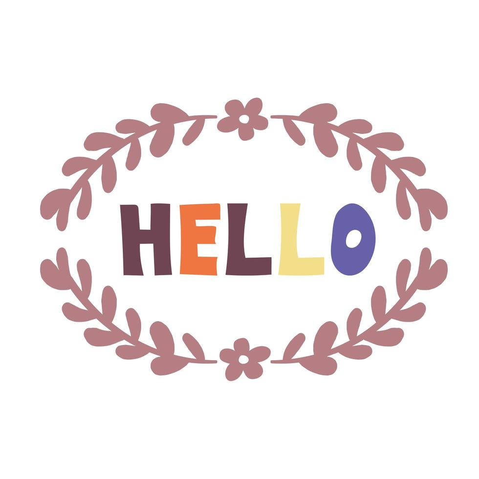 Hello lettering. Fun doodle style - headline on white vector