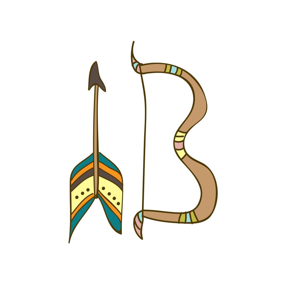 Cute Hand Drawn Vector, bow and arrow in doodle style vector