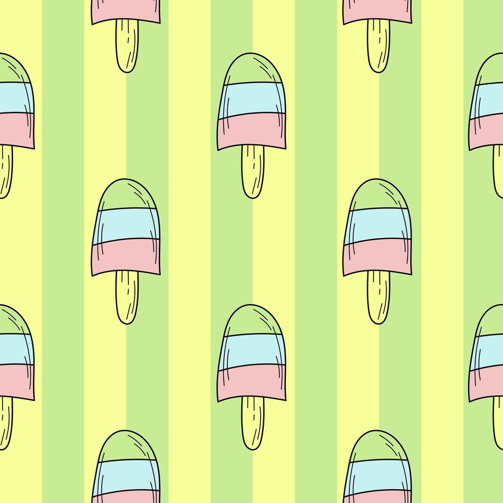Seamless pattern of color hand drawn Ice cream for design vector