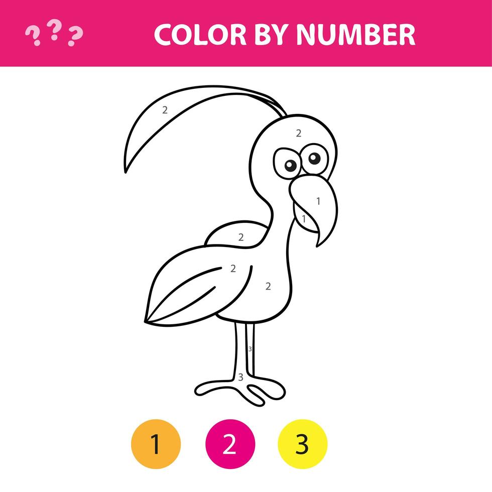 Educational children game. Color the picture by number. Coloring book with bird vector