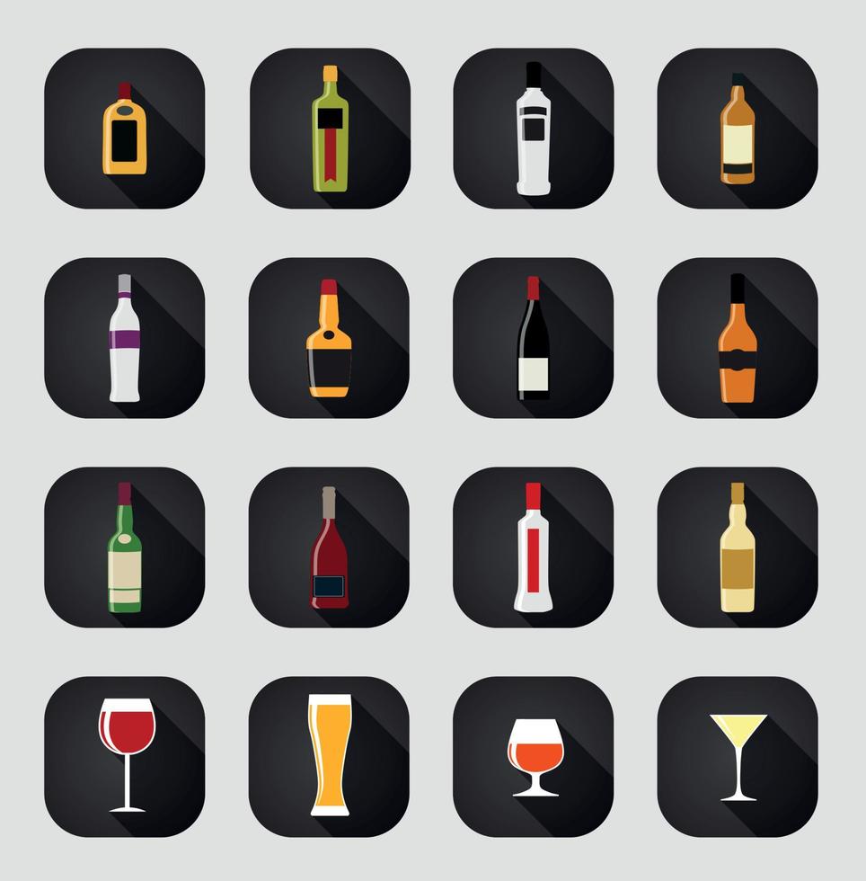 Modern Flat Dink Icon Set for Web and Mobile Application in Stylish Colors Vector Illustration