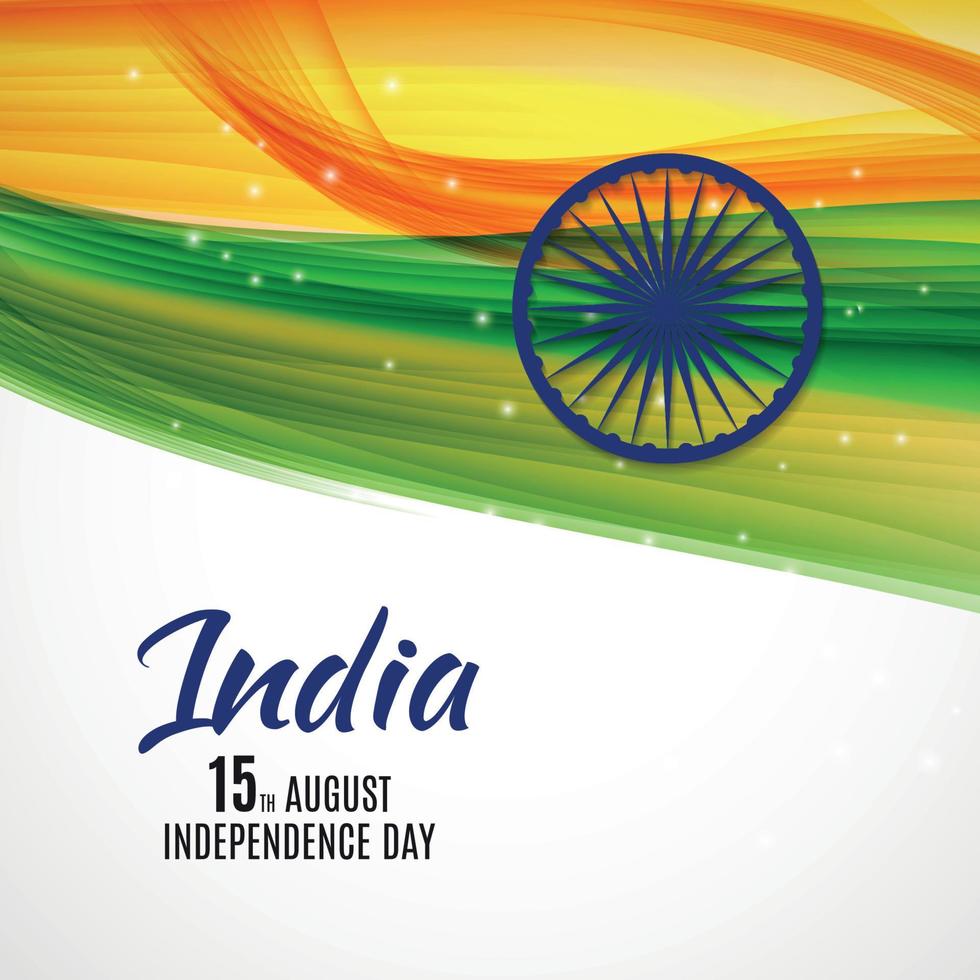 Indian Independence Day Background with Waves and Ashoka Wheel. Vector ...