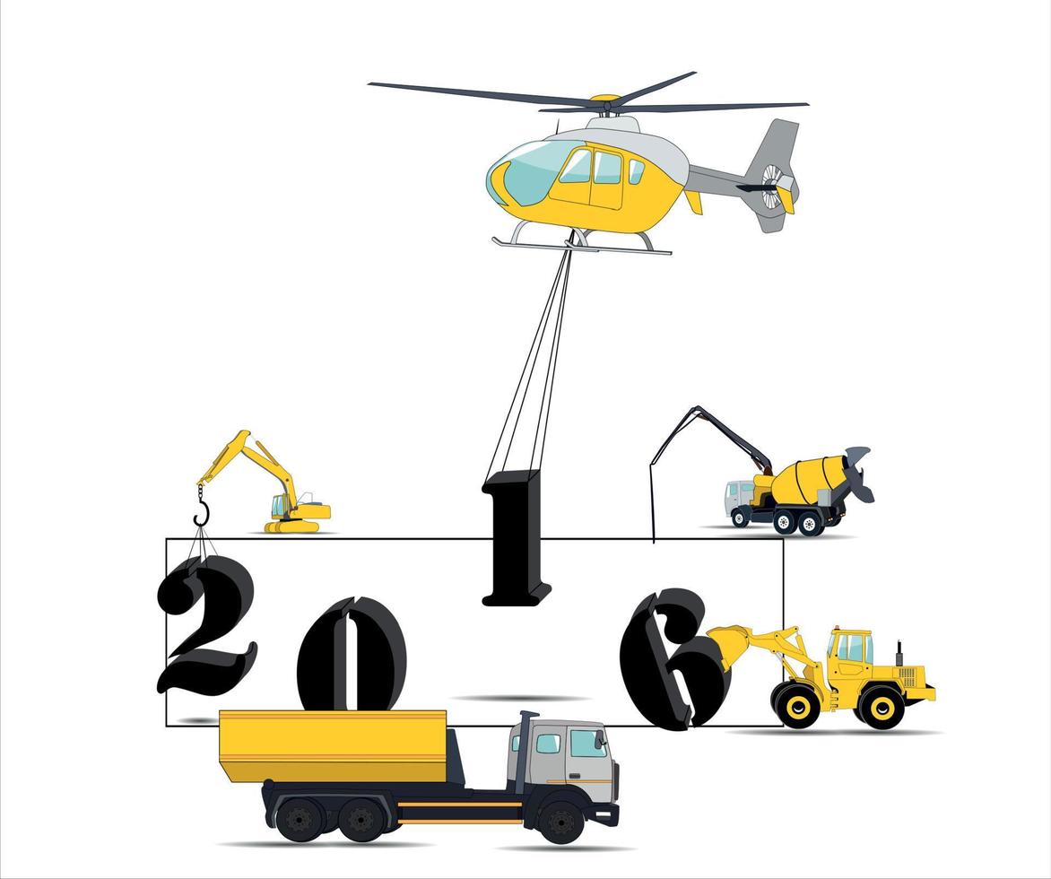 Equipment Builds Calendar for 2016. Vector Illustration.