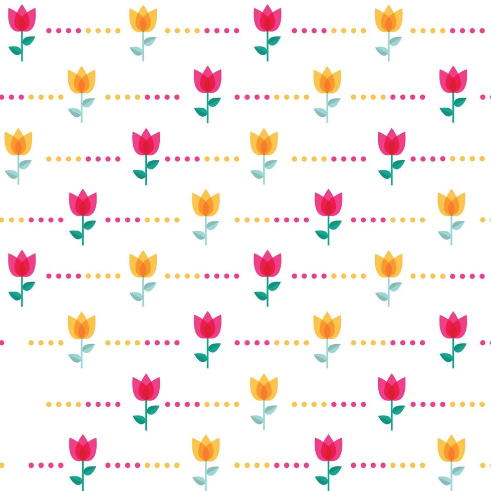 Paper Trendy Flat Flower Seamless Pattern Vector Illustration