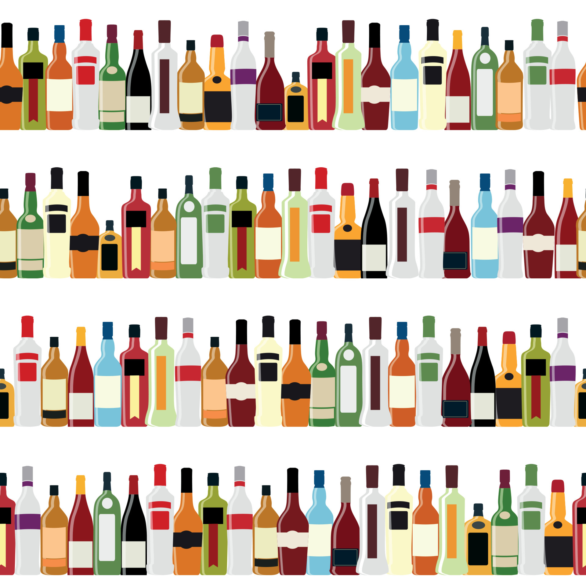 Vector Illustration of Silhouette Alcohol Bottle Seamless Pattern
