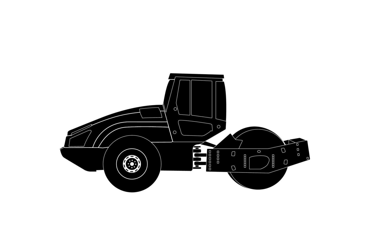 Rammer. Major Construction. Rink Asphalt. Vector Illustration.