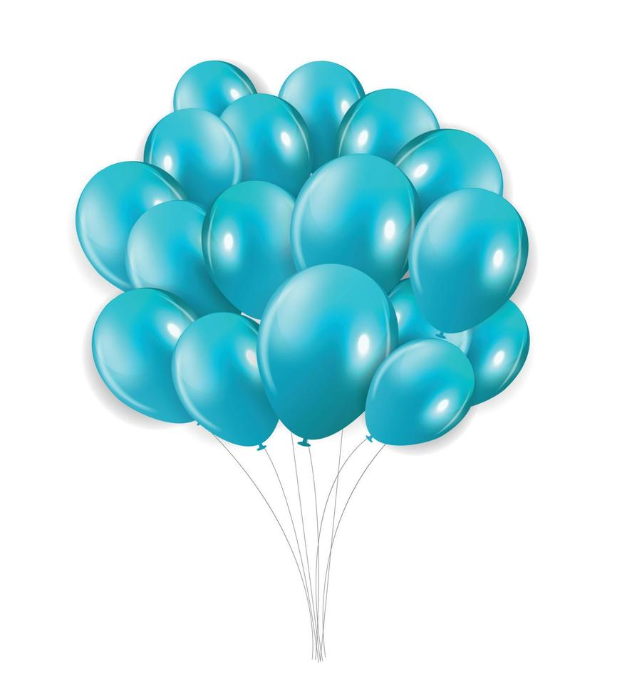 Set of Blue Balloons, Vector Illustration