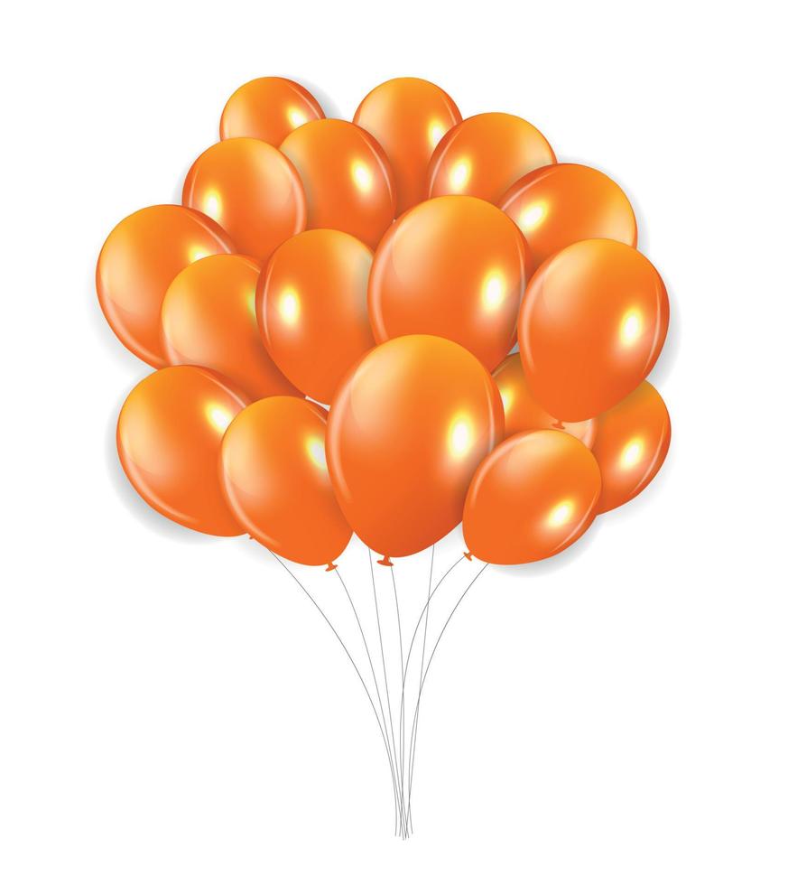 Set of Orange Balloons, Vector Illustration