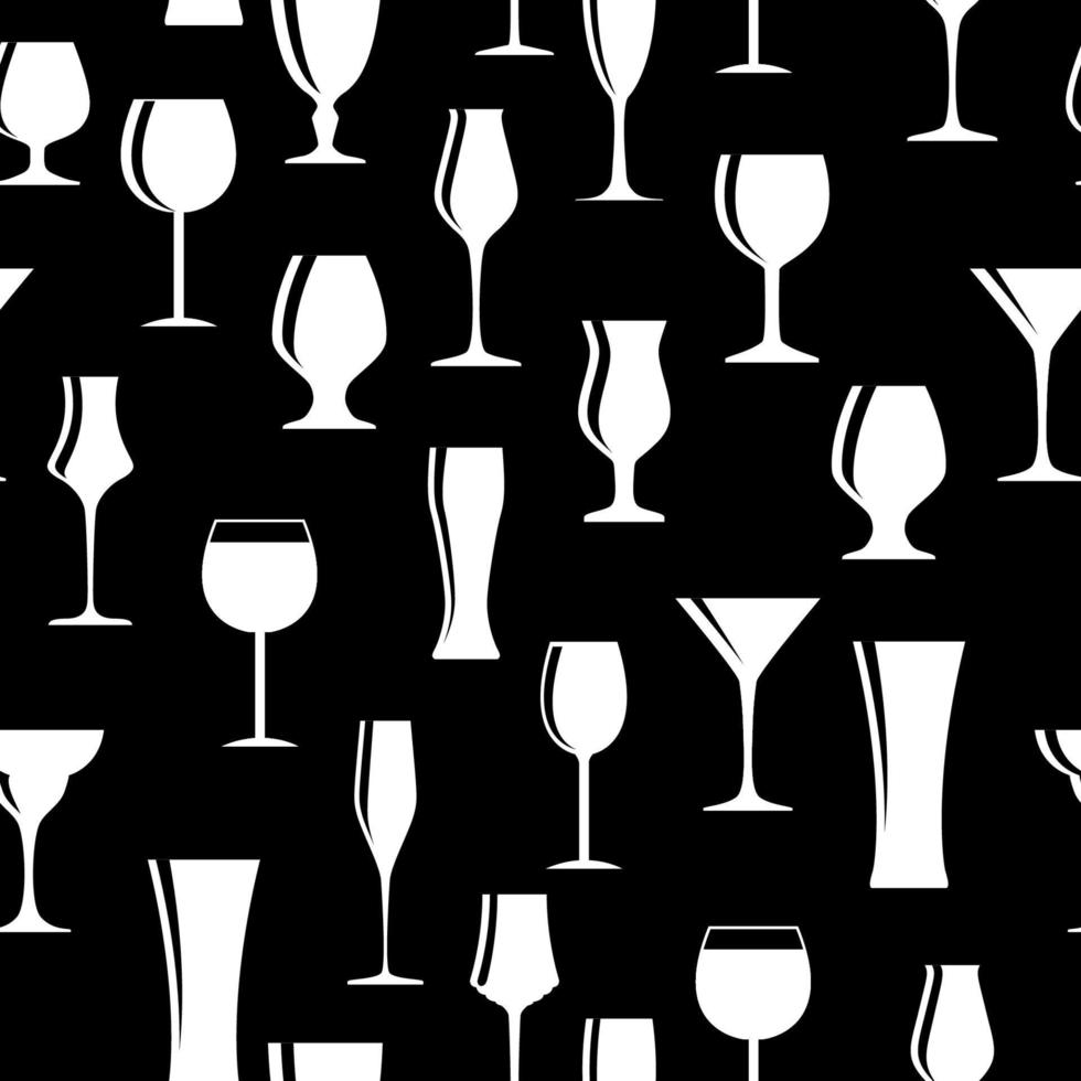 Alcoholic Glass Silhouette Seamless Pattern Background Vector Illustration