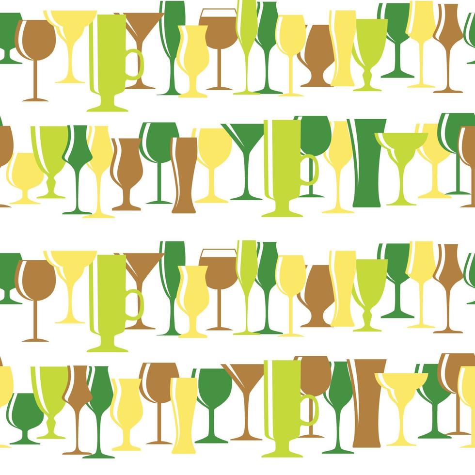 Alcoholic Glass Silhouette Seamless Pattern Background Vector Illustration