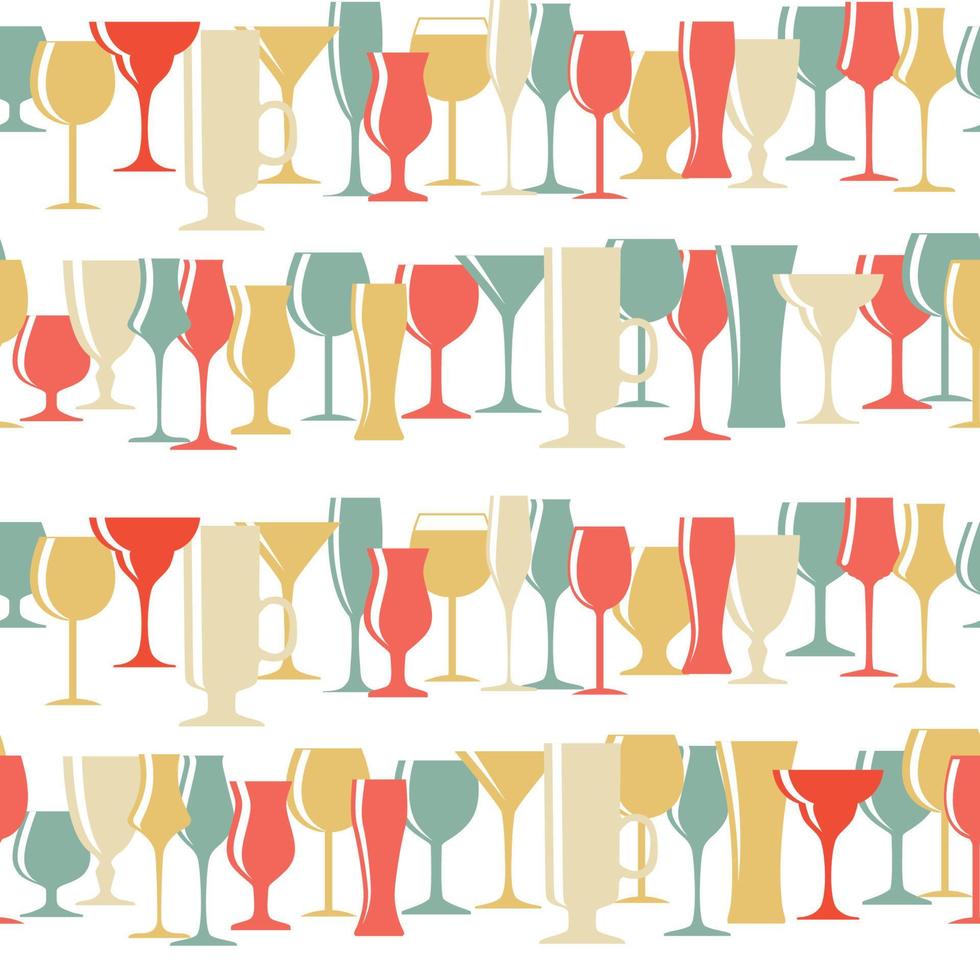 Alcoholic Glass Silhouette Seamless Pattern Background Vector Illustration