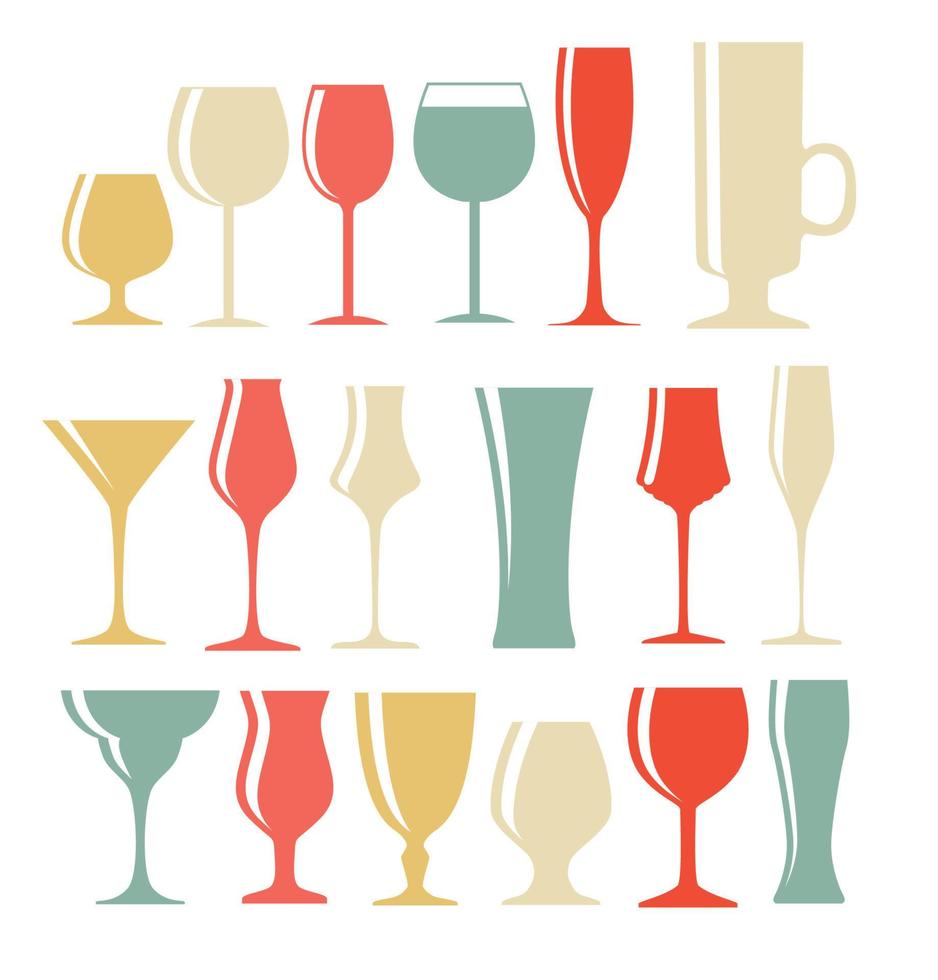 Set of Black Alcoholic Glass Silhouette Vector Illustration EPS10