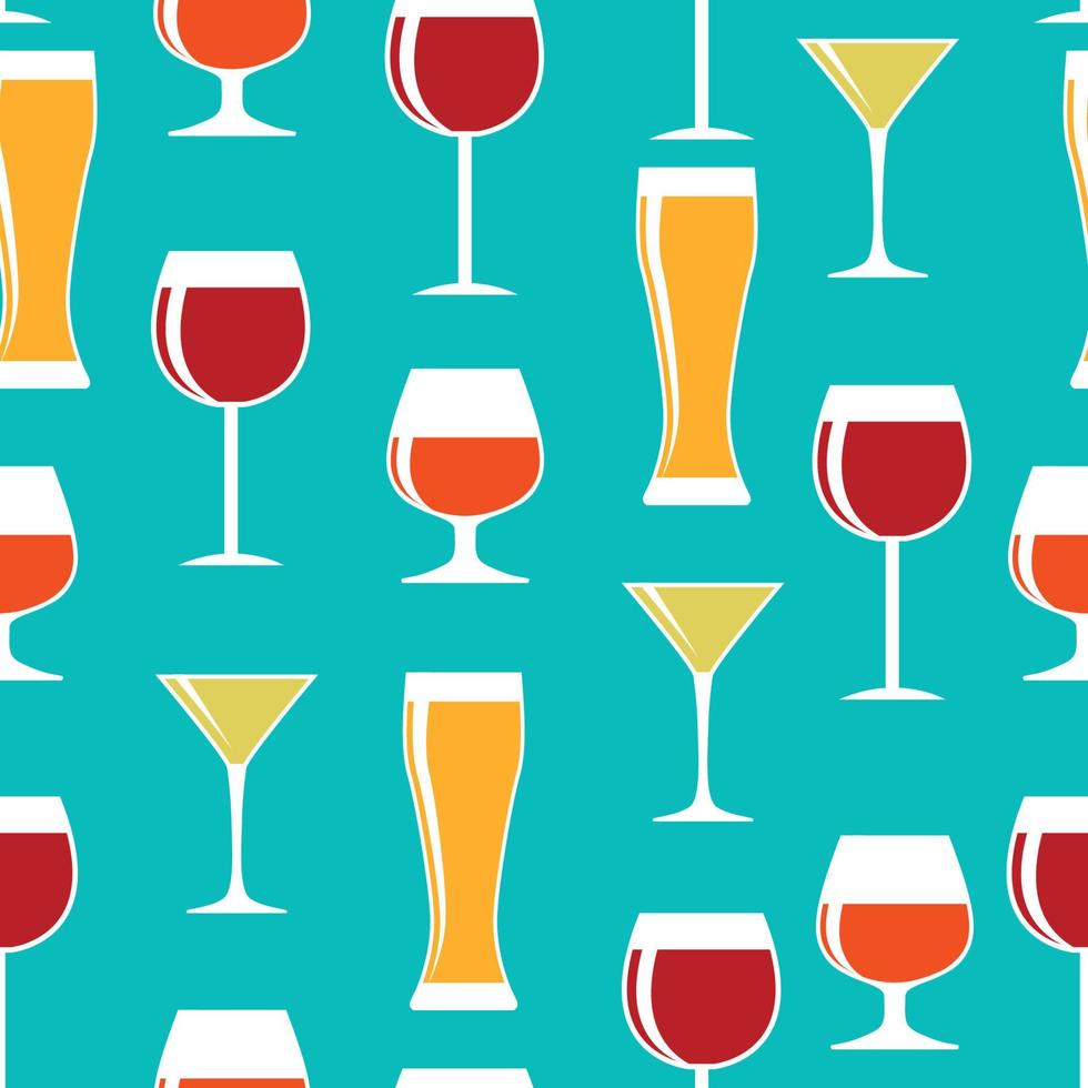 Alcoholic Glass Silhouette Seamless Pattern Background Vector Illustration