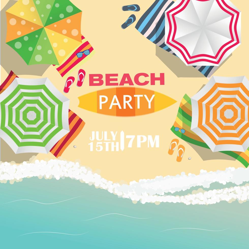 Ilustración de vector de cartel de fiesta de verano de playa