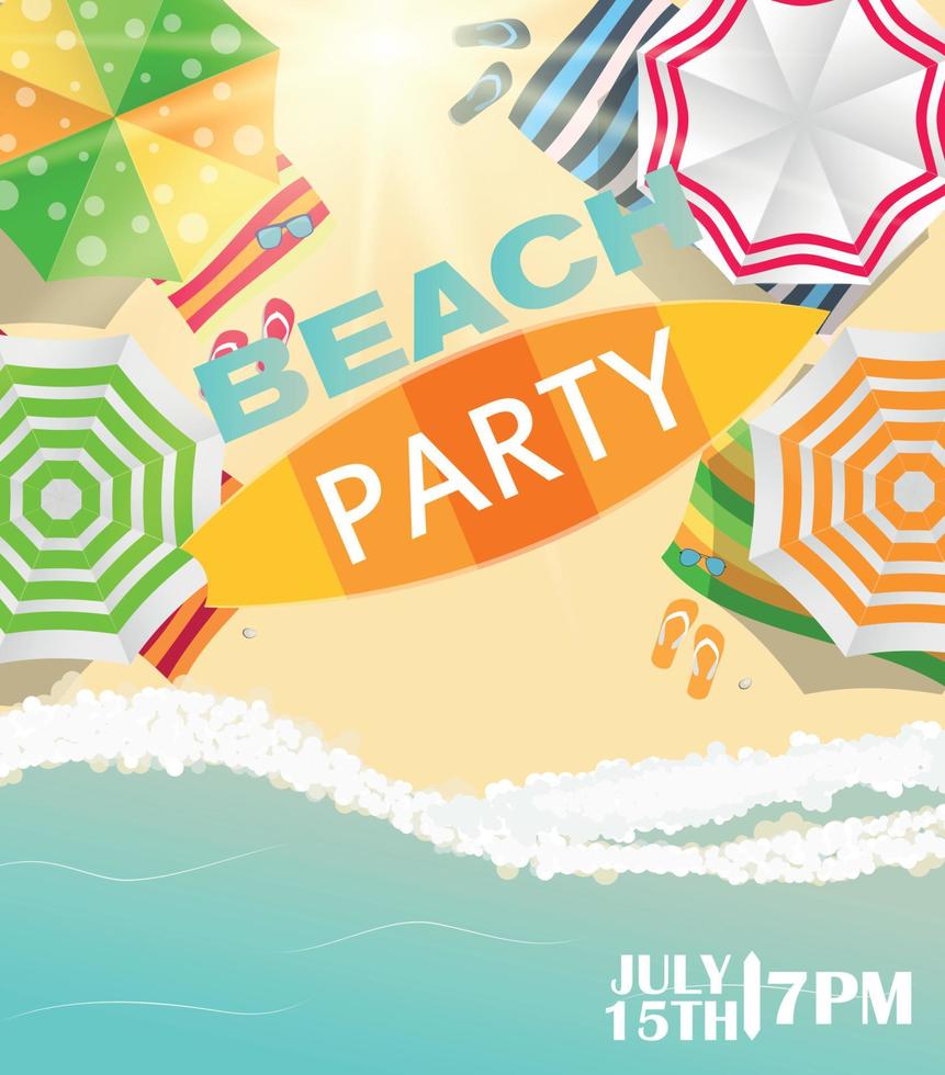 Ilustración de vector de cartel de fiesta de verano de playa