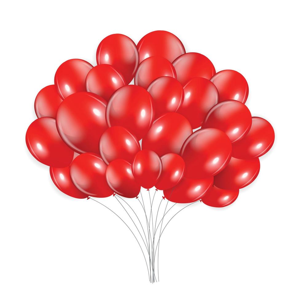 Set of Red Balloons, Vector Illustration