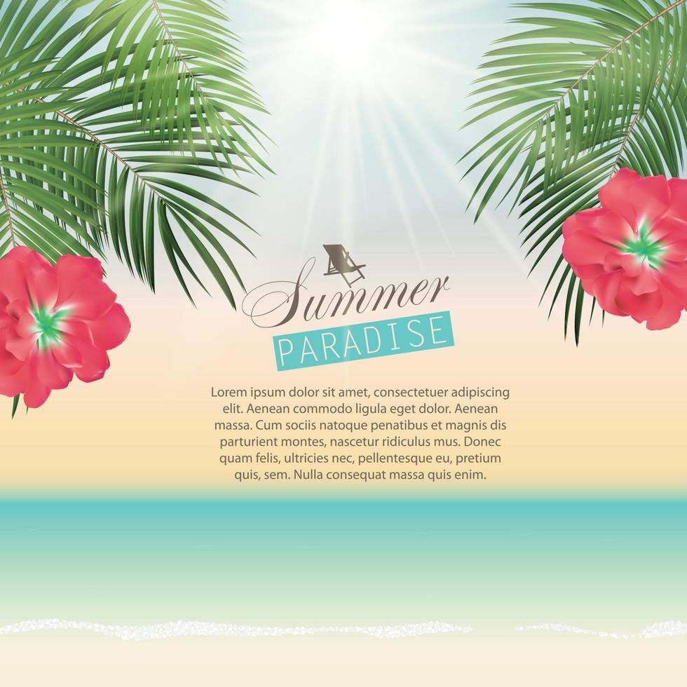 Summer Time Palm Leaf Vector Background Illustration