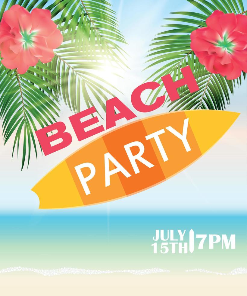 Beach Summer Party Poster Vector Illustration