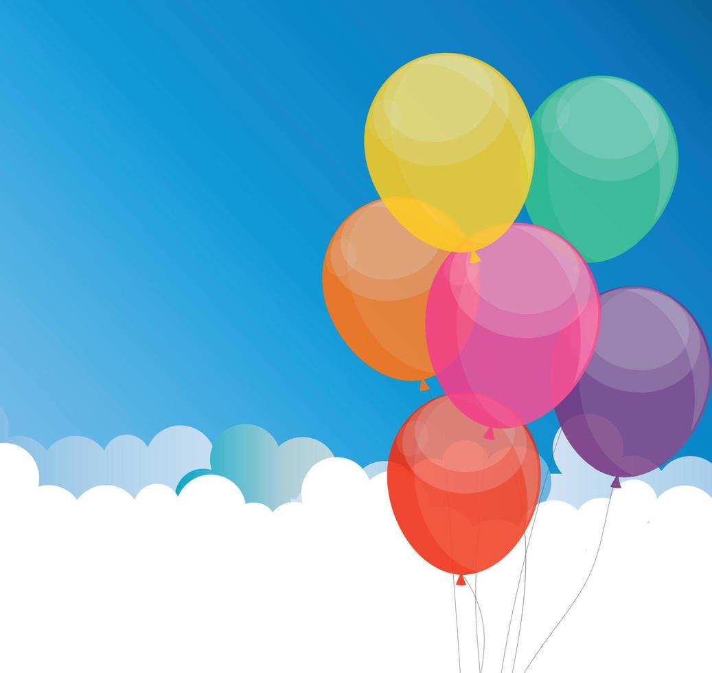 Glossy Happy Birthday Balloons Background Vector Illustration