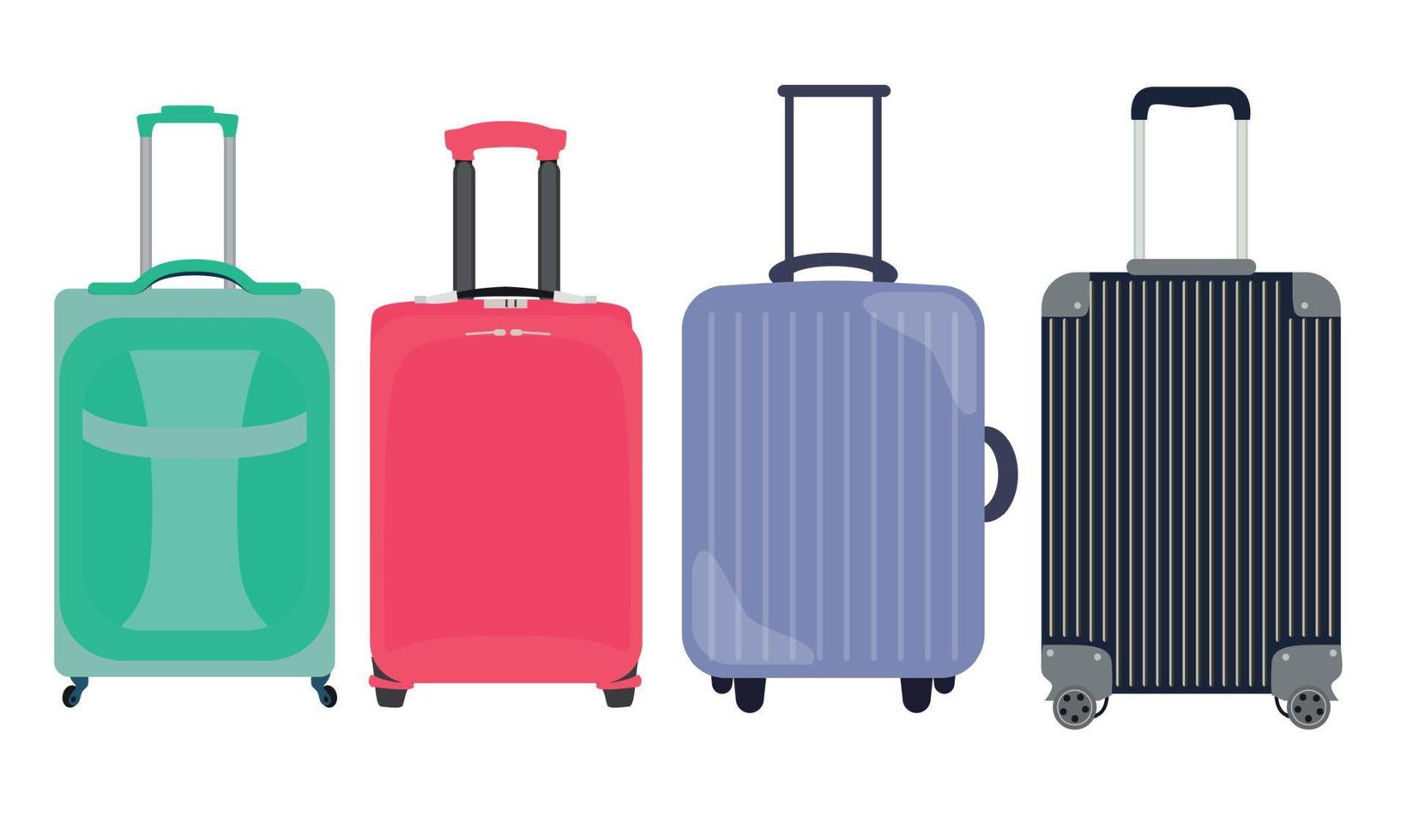 maleta, bolsa de viaje colección de conjunto de iconos planos. ilustración vectorial vector