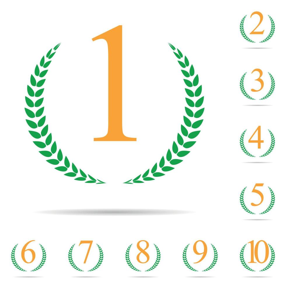 From First to Ten Place Laurel Design Label Set Vector Illustration