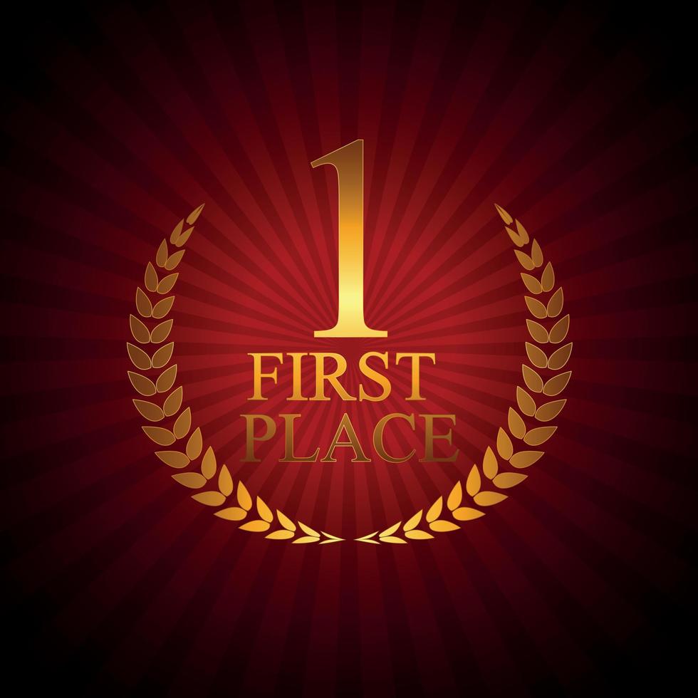 First Place Laurel Design Label Vector Illustration